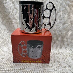 Knuckle coffee Mug Plastic Silver and Black - New in Box Gift